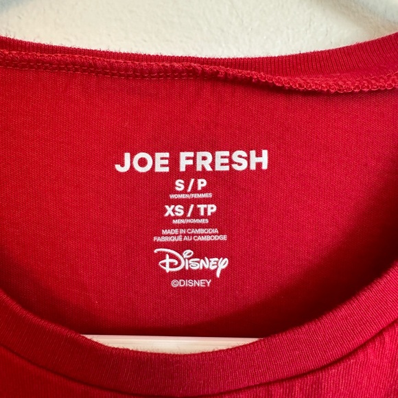 Joe Fresh Mickey Mouse Red T Shirt Womens Size Small Mens Size Extra Small Top - Picture 3 of 4